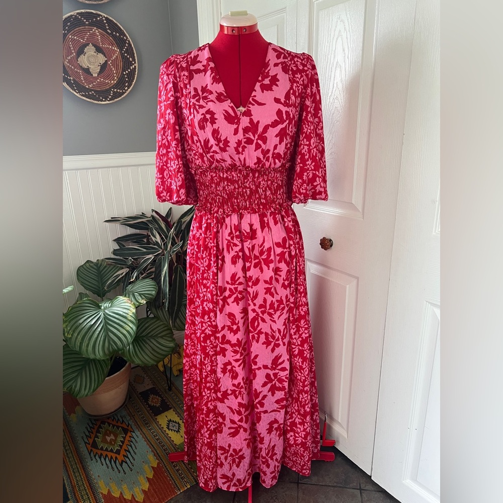 Taylor Pink Puff Sleeve Maxi Dress